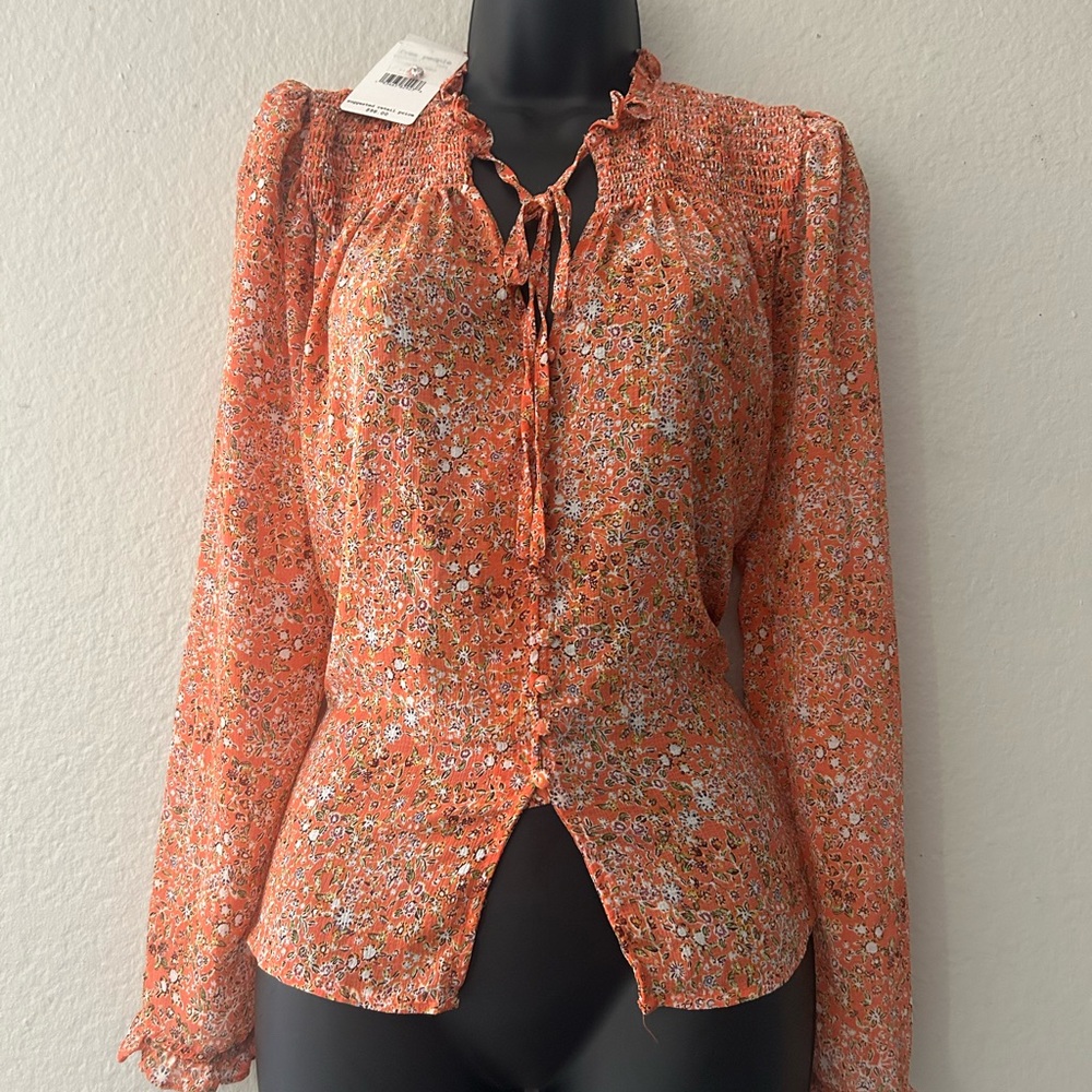 Free Floral Orange Women's Top